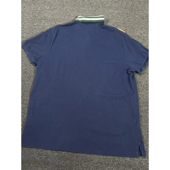 Polo Ralph Lauren Shirt 2XL Navy Blue Stripe Crest Big Pony Rugby Custom Slim - Picture 3 of 9